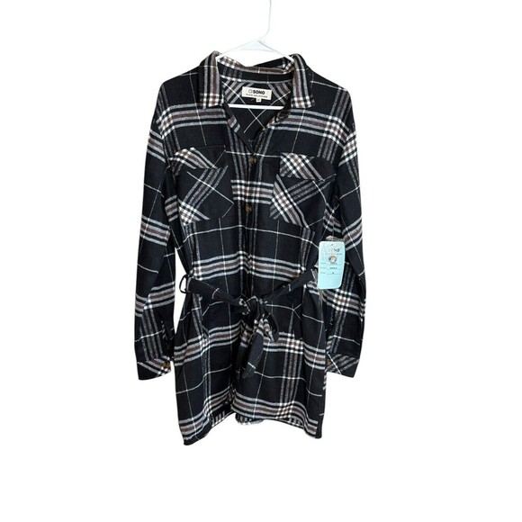NWT Ci Sono Plaid Collection Button Down Belted Dress Tunic Size Medium - Picture 1 of 10